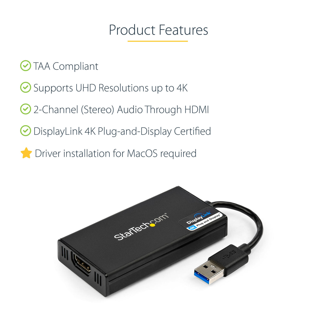 STARTECH .com USB graphics adapter 3840 x 2160 pixels Black (USB32HD4K) - Cartouches Certifiees
