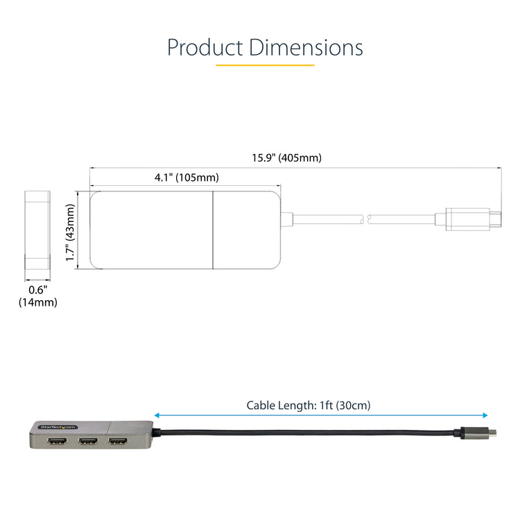 STARTECH .com USB graphics adapter 3840 x 2160 pixels Grey (MST14CD123HD) - Cartouches Certifiees