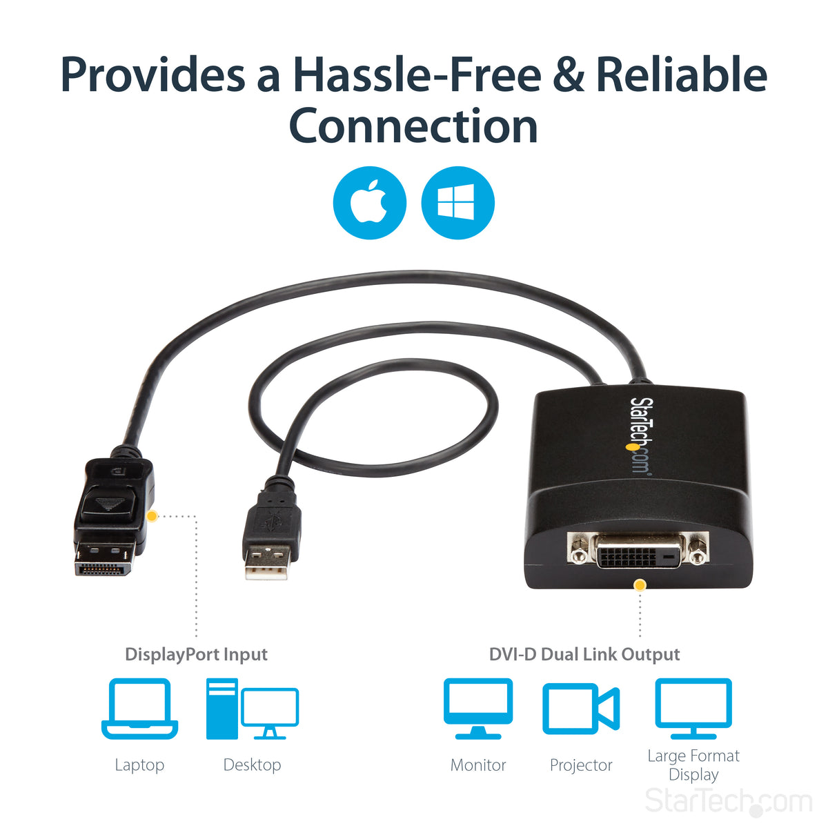 STARTECH .com video cable adapter 0,37 m DisplayPort DVI-D Black (DP2DVID2) - Cartouches Certifiees