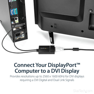 STARTECH .com video cable adapter 0,37 m DisplayPort DVI-D Black (DP2DVID2) - Cartouches Certifiees