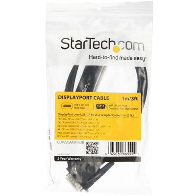 STARTECH .com video cable adapter 1 m USB Type-C VGA (D-Sub) Black (CDP2VGAMM1MB) - Cartouches Certifiees