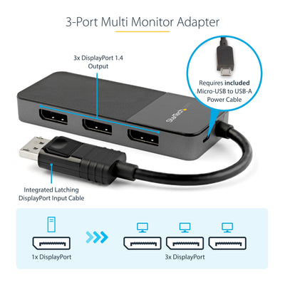 STARTECH .com video splitter DisplayPort 3x DisplayPort (MST14DP123DP) - Cartouches Certifiees