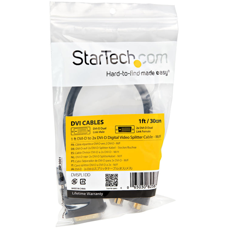 STARTECH DVI cable 0,3 m DVI-D 2 x DVI-D Black (DVISPL1DD) - Cartouches Certifiees