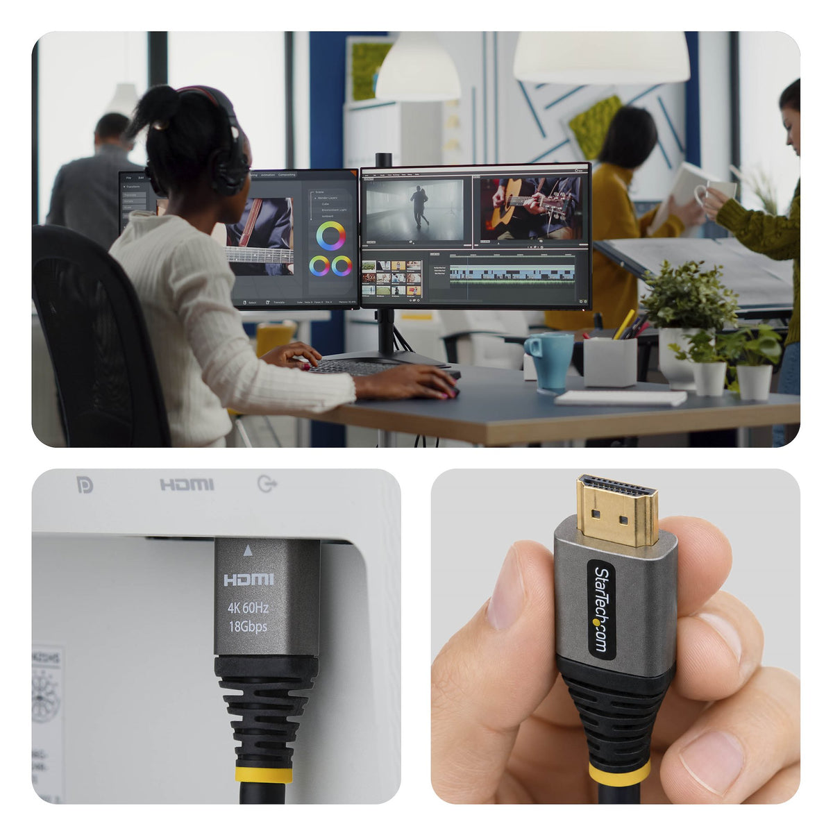 STARTECH HDMI cable 7,6 m HDMI Type A (Standard) Black, Silver (HDMMV25F) - Cartouches Certifiees