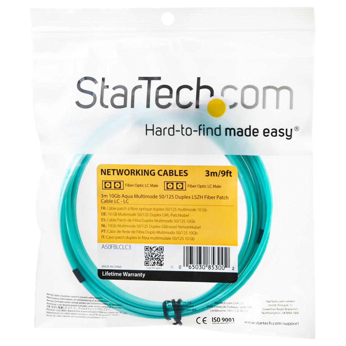 STARTECH InfiniBand/fibre optic cable 3 m LC Turquoise (A50FBLCLC3) - Cartouches Certifiees