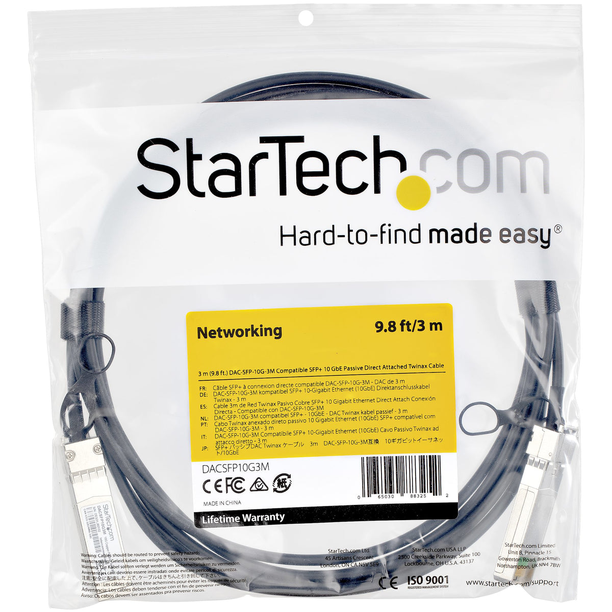 STARTECH InfiniBand/fibre optic cable 3 m SFP Black (DACSFP10G3M) - Cartouches Certifiees
