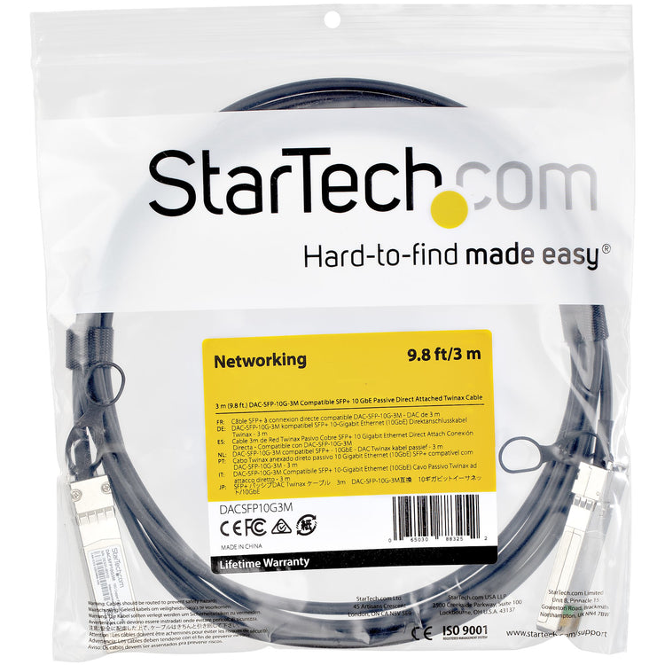 STARTECH InfiniBand/fibre optic cable 3 m SFP Black (DACSFP10G3M) - Cartouches Certifiees