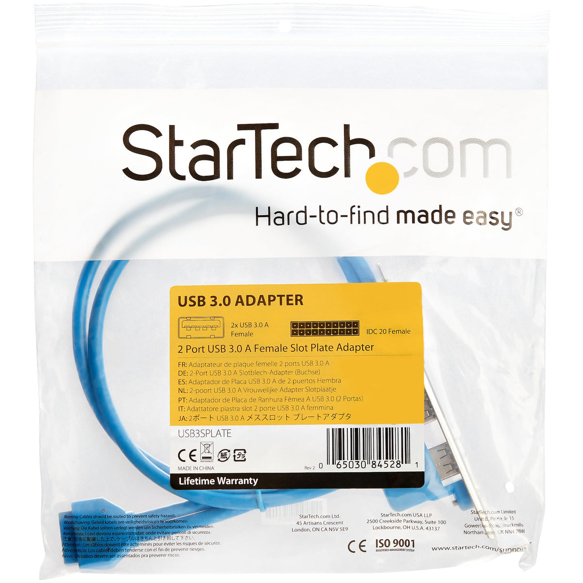 STARTECH interface cards/adapter Internal USB 3.2 Gen 1 (3.1 Gen 1) (USB3SPLATE) - Cartouches Certifiees