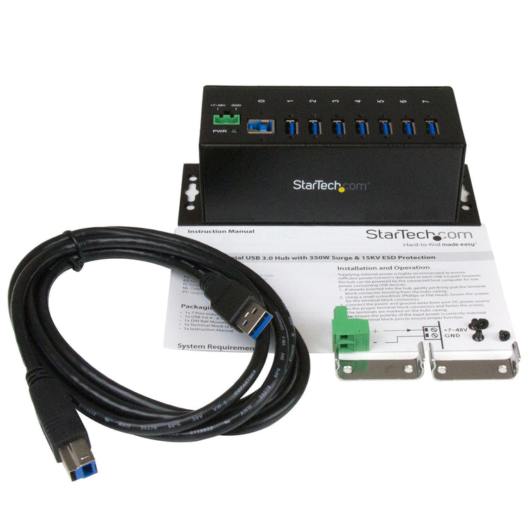 STARTECH interface hub USB 3.2 Gen 1 (3.1 Gen 1) Type-B 5000 Mbit/s Black (ST7300USBME) - Cartouches Certifiees