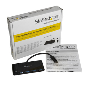 STARTECH interface hub USB 3.2 Gen 1 (3.1 Gen 1) Type-C 5000 Mbit/s Black (HB30C4AFPD) - Cartouches Certifiees