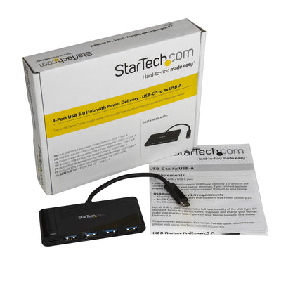 STARTECH interface hub USB 3.2 Gen 1 (3.1 Gen 1) Type-C 5000 Mbit/s Black (HB30C4AFPD) - Cartouches Certifiees