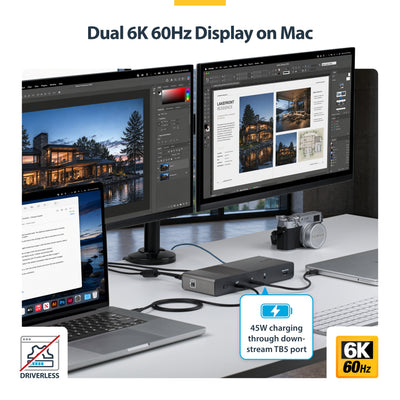 STARTECH laptop dock/port replicator Wired Thunderbolt 5 Black, Grey (206N-TB5USB4DOCK) - Cartouches Certifiees