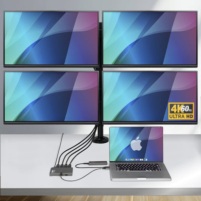 STARTECH laptop dock/port replicator Wired USB 3.2 Gen 1 (3.1 Gen 1) Type-C Grey (QUAD-USB-DP-ADAPT) - Cartouches Certifiees