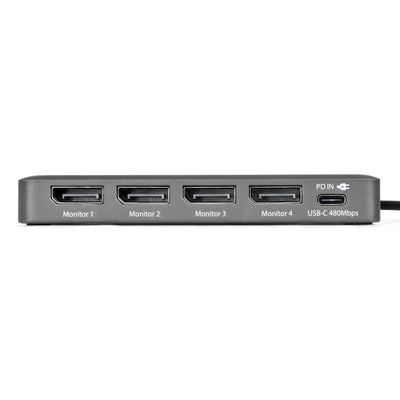STARTECH laptop dock/port replicator Wired USB 3.2 Gen 1 (3.1 Gen 1) Type-C Grey (QUAD-USB-DP-ADAPT) - Cartouches Certifiees