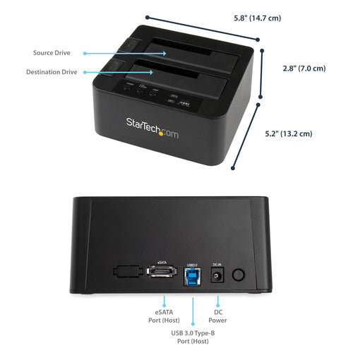 STARTECH media duplicator HDD/SSD duplicator Black 1 copies (SDOCK2U33RE) - Cartouches Certifiees
