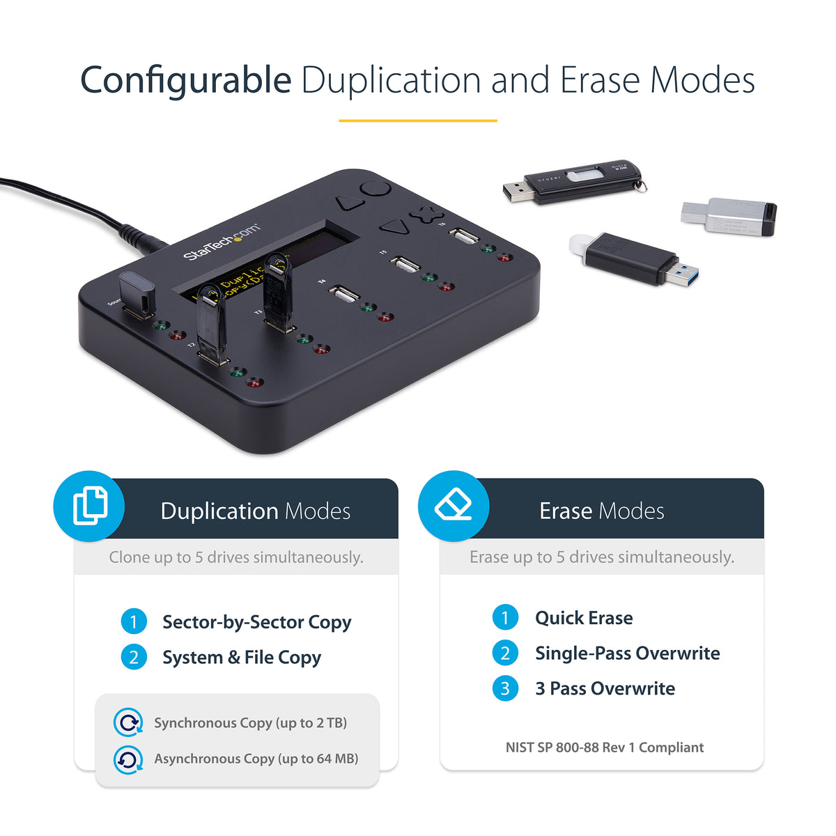 STARTECH media duplicator USB flash drive duplicator Black 5 copies (USBDUP15) - Cartouches Certifiees