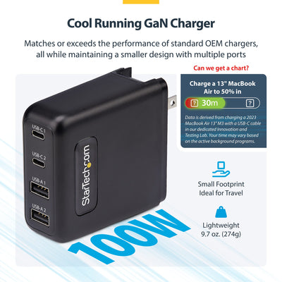 STARTECH mobile device charger Universal Black AC Fast charging Indoor (2210GN-WALL-CHARGER) - Cartouches Certifiees