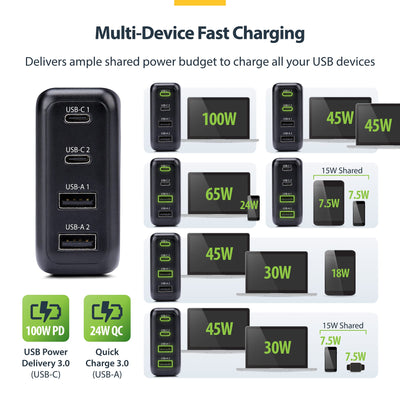 STARTECH mobile device charger Universal Black AC Fast charging Indoor (2210GN-WALL-CHARGER) - Cartouches Certifiees