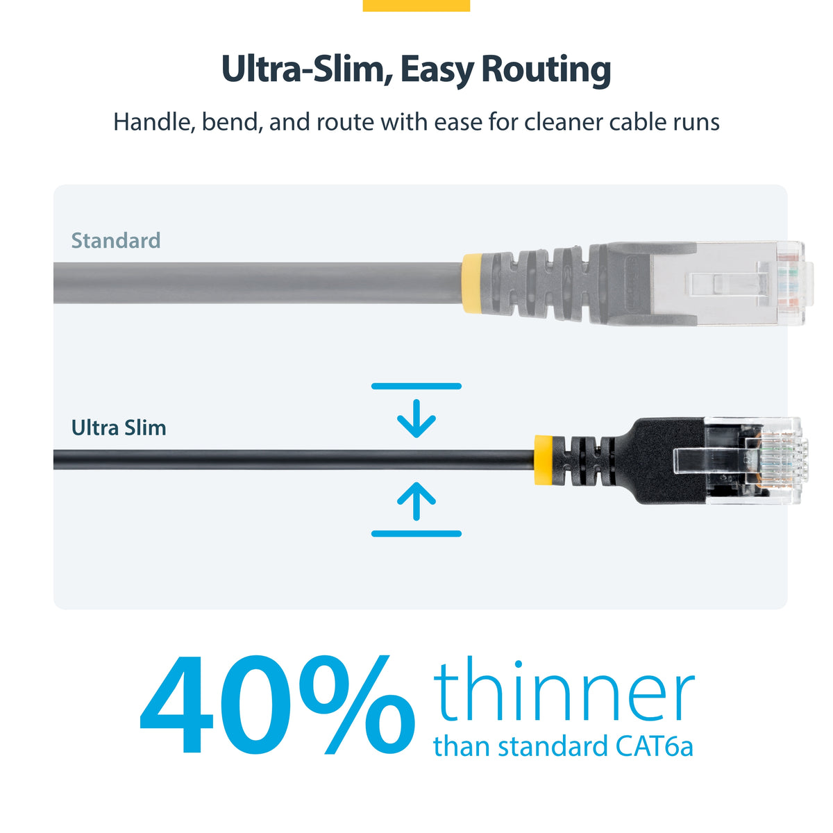 STARTECH networking cable Black 0,3 m Cat6a U/UTP (UTP) Round (N6APATUTP34BKS-1FT) - Cartouches Certifiees