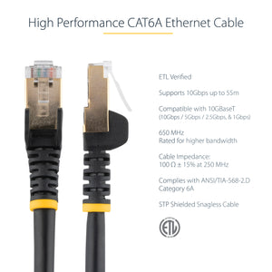 STARTECH networking cable Black 6,1 m Cat6a U/UTP (UTP) (C6ASPAT20BK) - Cartouches Certifiees