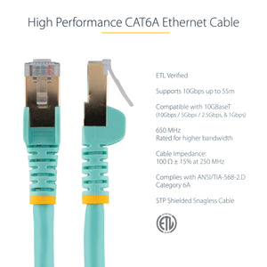 STARTECH networking cable Turquoise 1,2 m Cat6a (C6ASPAT4AQ) - Cartouches Certifiees