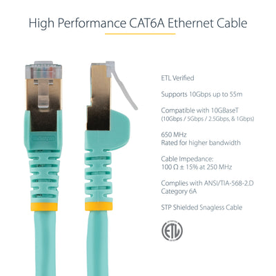 STARTECH networking cable Turquoise 1,2 m Cat6a (C6ASPAT4AQ) - Cartouches Certifiees