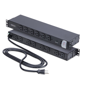 STARTECH power distribution unit (PDU) 14 AC outlet(s) 1U Black (1415B8H-RACK-PDU-SP) - Cartouches Certifiees