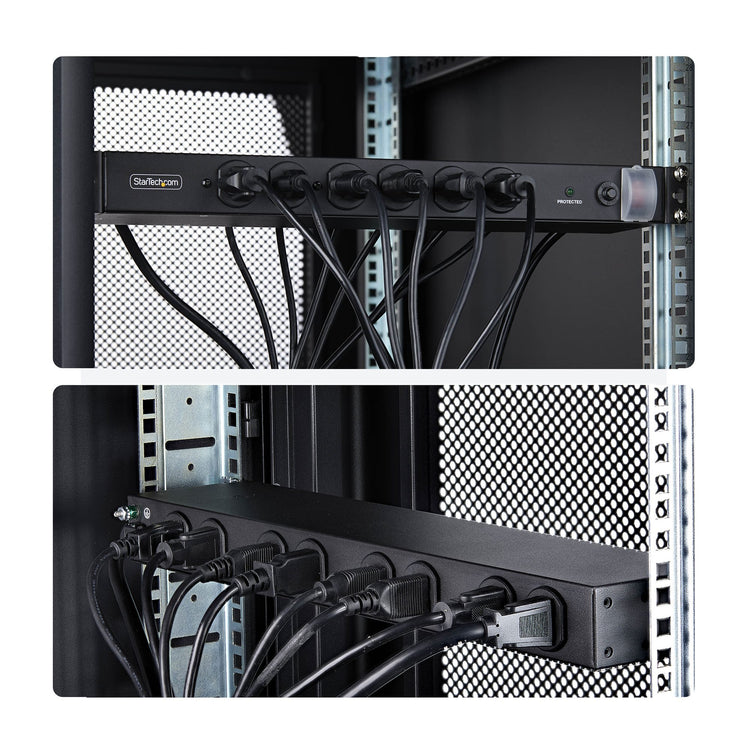 STARTECH power distribution unit (PDU) 14 AC outlet(s) 1U Black (1415B8H-RACK-PDU-SP) - Cartouches Certifiees