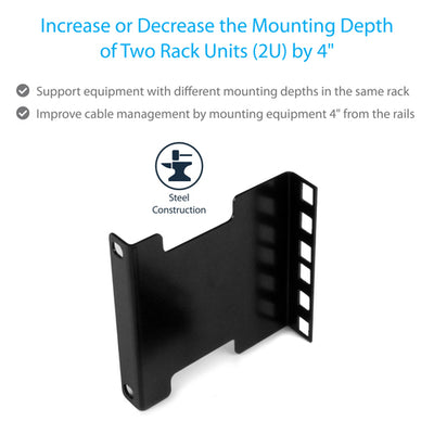 STARTECH rack accessory Depth adapter (RDA2U) - Cartouches Certifiees