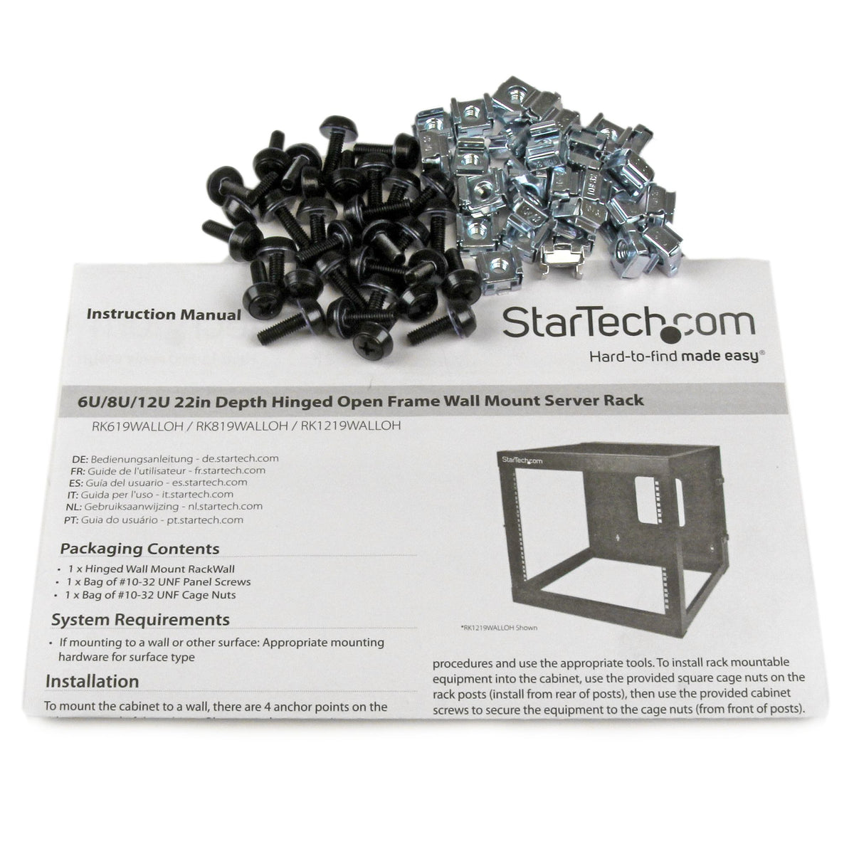 STARTECH rack cabinet 6U Wall mounted rack Black (RK619WALLOH) - Cartouches Certifiees