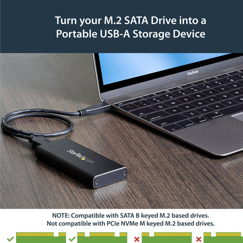 STARTECH storage drive enclosure SSD enclosure Black, Silver M.2 (SM21BMU31C3) - Cartouches Certifiees