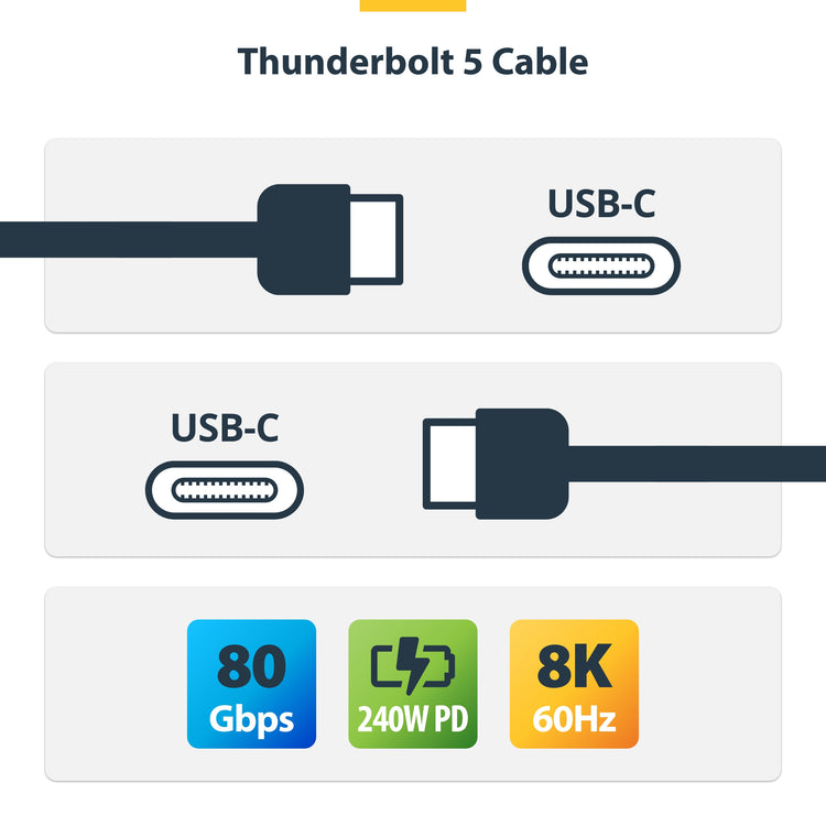 STARTECH Thunderbolt cable 1 m 80 Gbit/s Black (TBLT5MM1M240W) - Cartouches Certifiees