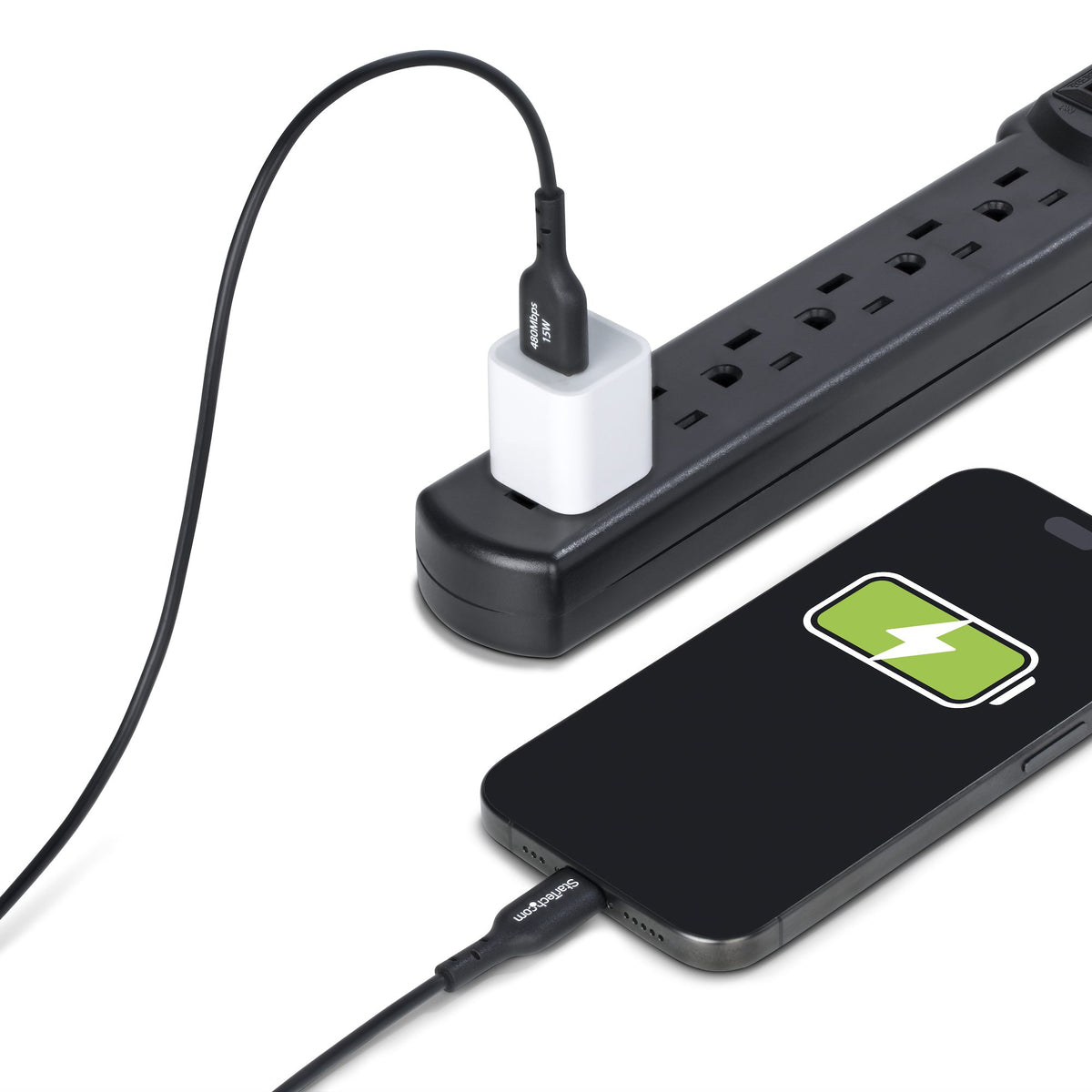 STARTECH USB cable USB 2.0 1,8 m USB A USB C 0,48 Gbit/s Black (USB2AC6FBKE) - Cartouches Certifiees