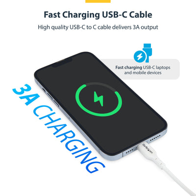 STARTECH USB cable USB 2.0 1,8 m USB C 0,48 Gbit/s 60 W White (USB2CC6FWHE) - Cartouches Certifiees