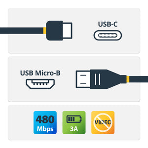 STARTECH USB cable USB 2.0 1 m USB C Micro-USB B 0,48 Gbit/s Black (USB2CUB1M) - Cartouches Certifiees