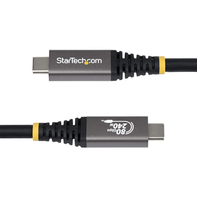STARTECH USB cable USB4 Gen 4x2 0,5 m USB C 80 Gbit/s 240 W Black (CC18IN80GUSB4CABLE) - Cartouches Certifiees