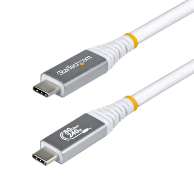 STARTECH USB cable USB4 Gen 4x2 1,5 m USB C 80 Gbit/s 240 W White (CC5FT80GUSB4CABLEW) - Cartouches Certifiees
