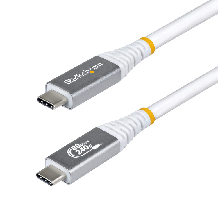 STARTECH USB cable USB4 Gen 4x2 1,5 m USB C 80 Gbit/s 240 W White (CC5FT80GUSB4CABLEW) - Cartouches Certifiees