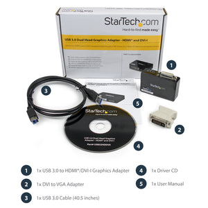 STARTECH USB graphics adapter 2048 x 1152 pixels Black (USB32HDDVII) - Cartouches Certifiees