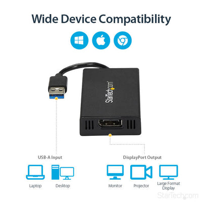 STARTECH USB graphics adapter 3840 x 2160 pixels Black (USB32DP4K) - Cartouches Certifiees