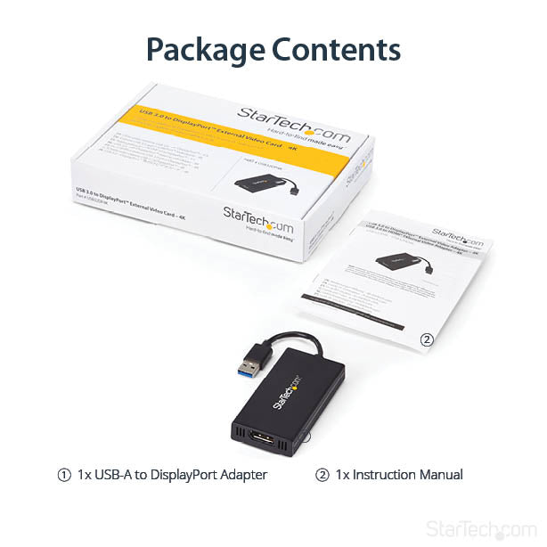 STARTECH USB graphics adapter 3840 x 2160 pixels Black (USB32DP4K) - Cartouches Certifiees