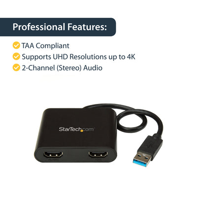STARTECH USB graphics adapter 3840 x 2160 pixels Black (USB32HD2) - Cartouches Certifiees