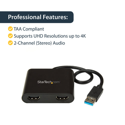 STARTECH USB graphics adapter 3840 x 2160 pixels Black (USB32HD2) - Cartouches Certifiees