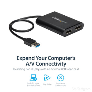 STARTECH USB graphics adapter 4096 x 2160 pixels Black (USB32DP24K60) - Cartouches Certifiees