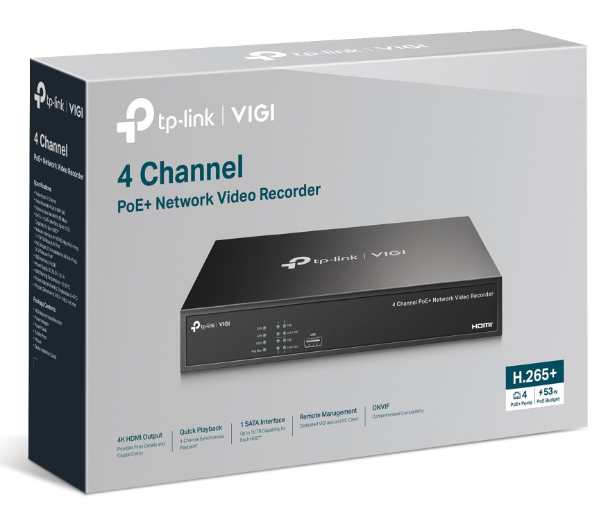TP-LINK Black (VIGI NVR1004H-4P-2TB) - Cartouches Certifiees