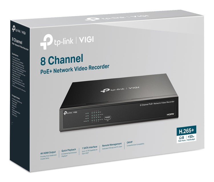 TP-LINK Black (VIGI NVR1008H-8P) - Cartouches Certifiees