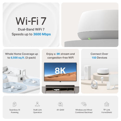 TP-LINK DECO BE22(1-PACK) mesh wi-fi system Dual-band (2.4 GHz / 5 GHz) Wi-Fi 7 (802.11be) White 2 Internal (DECO-BE22(1-PACK)) - Cartouches Certifiees