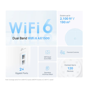 TP-LINK Deco X10 Dual-band (2.4 GHz / 5 GHz) Wi-Fi 6 (802.11ax) White 2 Internal (DECO-X10(2-PACK)) - Cartouches Certifiees
