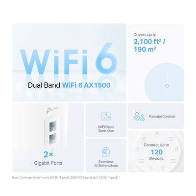 TP-LINK Deco X10 Dual-band (2.4 GHz / 5 GHz) Wi-Fi 6 (802.11ax) White 2 Internal (DECO-X10(2-PACK)) - Cartouches Certifiees
