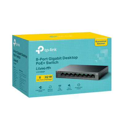 TP-LINK LiteWave network switch Unmanaged Gigabit Ethernet (10/100/1000) Power over Ethernet (PoE) Black (LS108GP) - Cartouches Certifiees